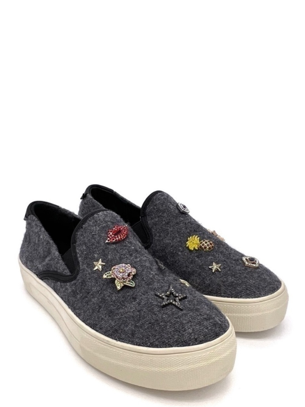 Steven by Steve Madden Gerry Sneakers Size 7.5 Gray Platform Skater Charms New